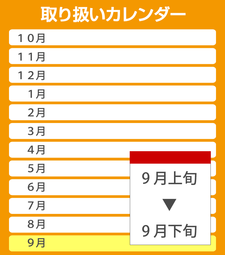 取り扱いカレンダー