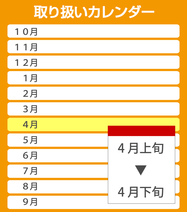 取り扱いカレンダー